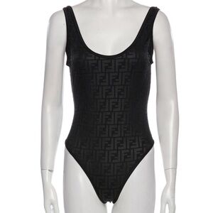 NWOT FENDI black Zucca one piece size XS/S
